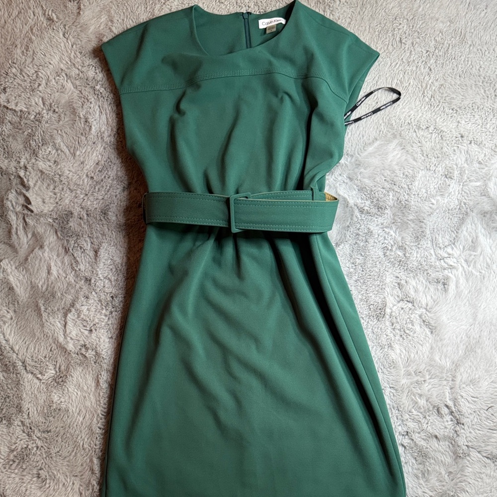 Calvin Klein Green Belted Dress